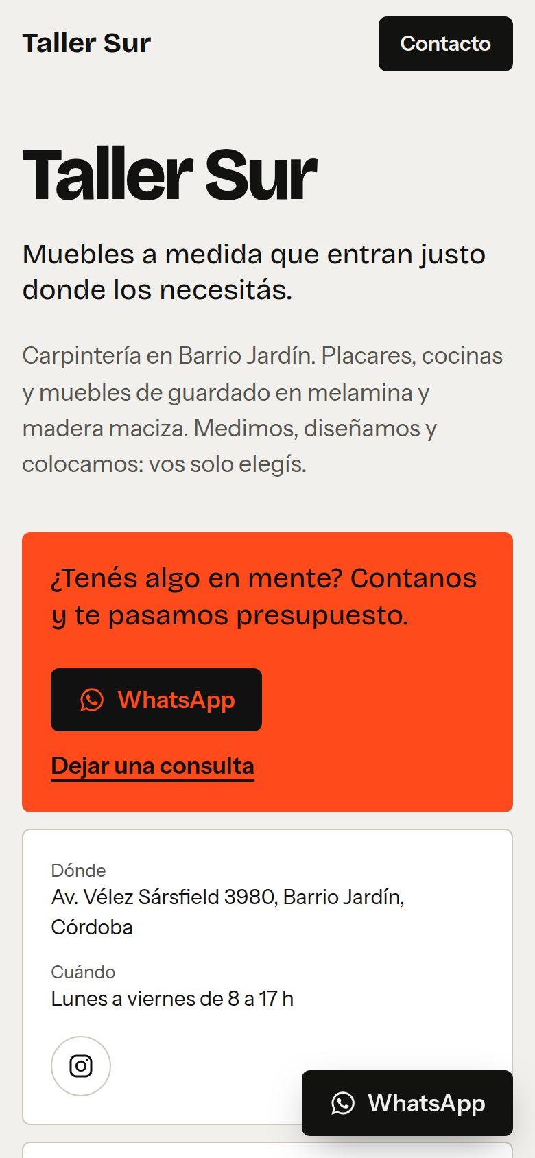 La plantilla Portfolio modular en un celular